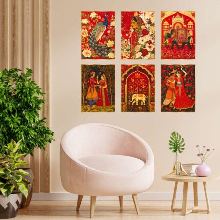 Set of Six Wall Paintings for Wall Dacoration Golden Framed Wall Paintings for Living Room & Bedroom Wall Art for Home Decoration & Office Wall Décor (13x10 inch CH-GD6-11)